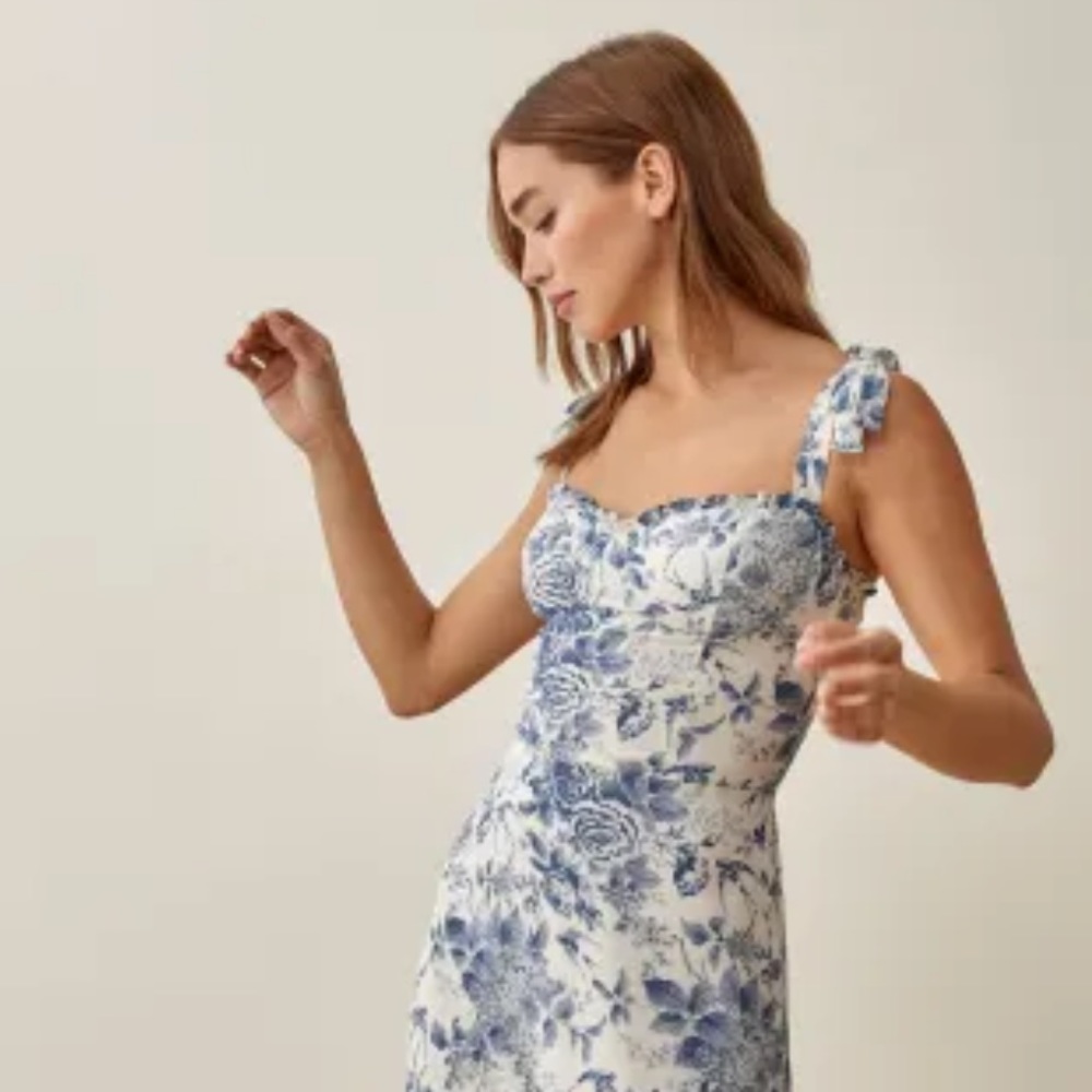 Reformation Blue Floral Midi Dress